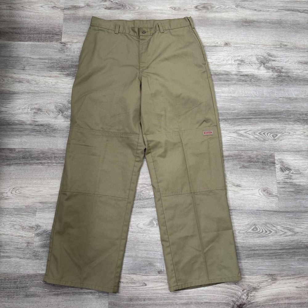 Dickies Double Knee Work Pants Olive Green Casual Carpenter Utility Trousers W32 - Picture 2 of 5